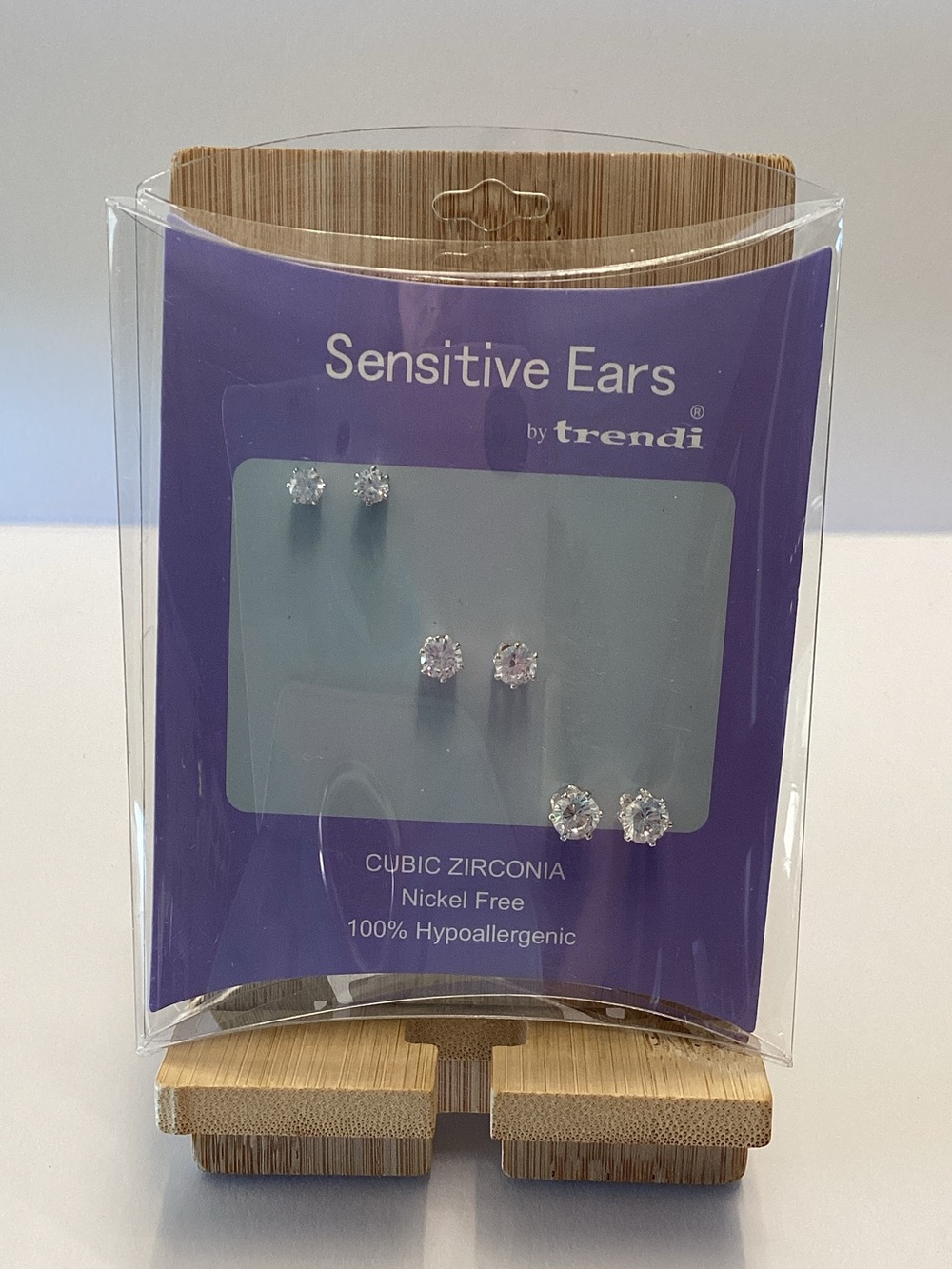 Sensitive Ears by trendi Cubic Zirconia Stud Earring Set - Clear/Silver